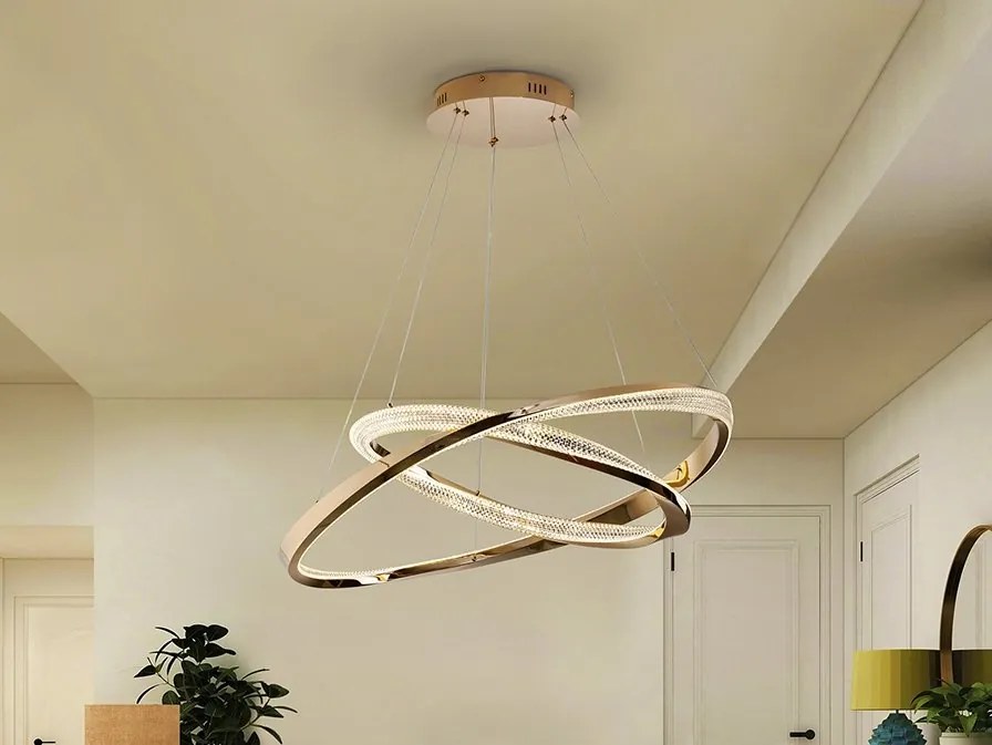 Lustra LED suspendata design circular Orbitas aurie