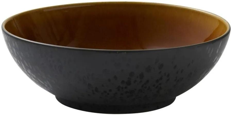 Bol din ceramică și glazură interioară ocru Bitz Mensa, diametru 30 cm, negru