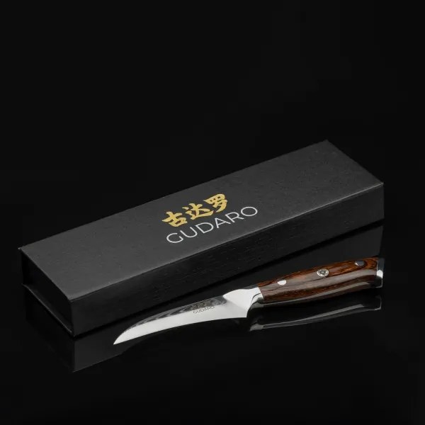 Gudaro - Cuțit pentru fructe din oțel Damasc FENG 3,5, 67 de straturi de oțel damasc, lungime 9,5cm