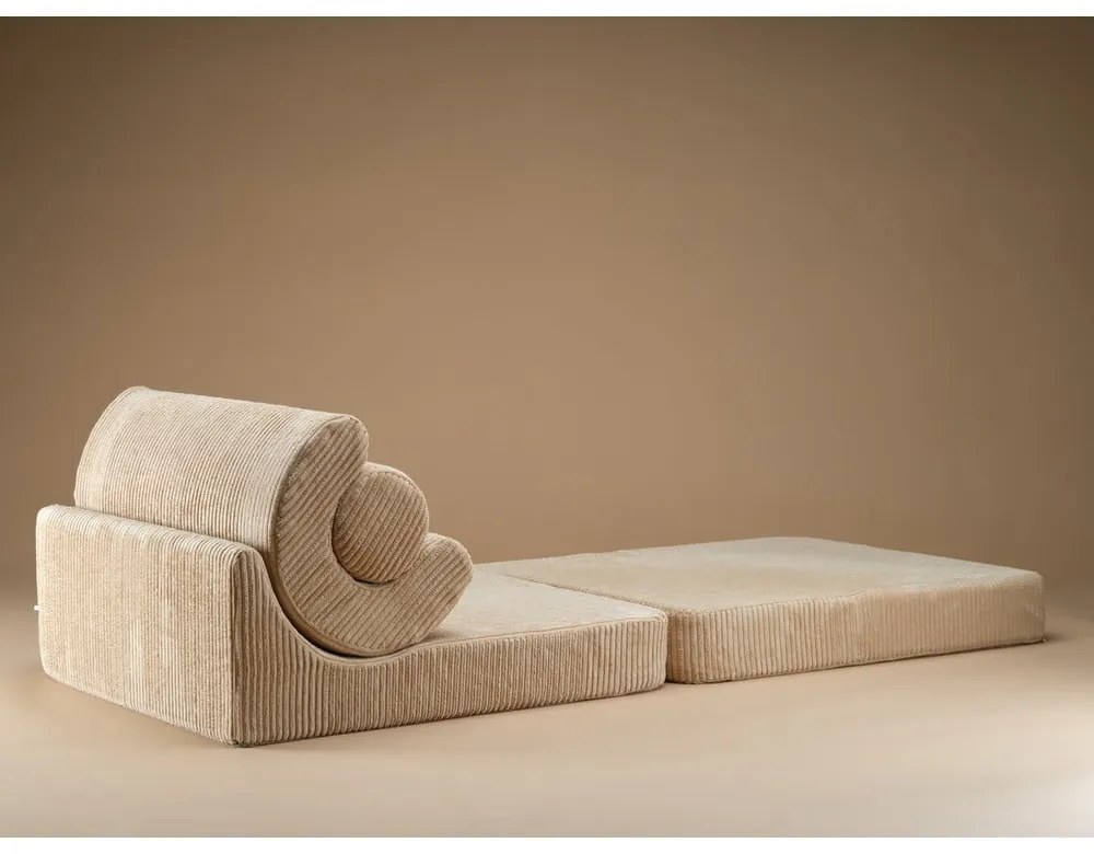 Fotoliu pentru copii maro deschis cu tapițerie din catifea reiată Flipster – Wigiwama