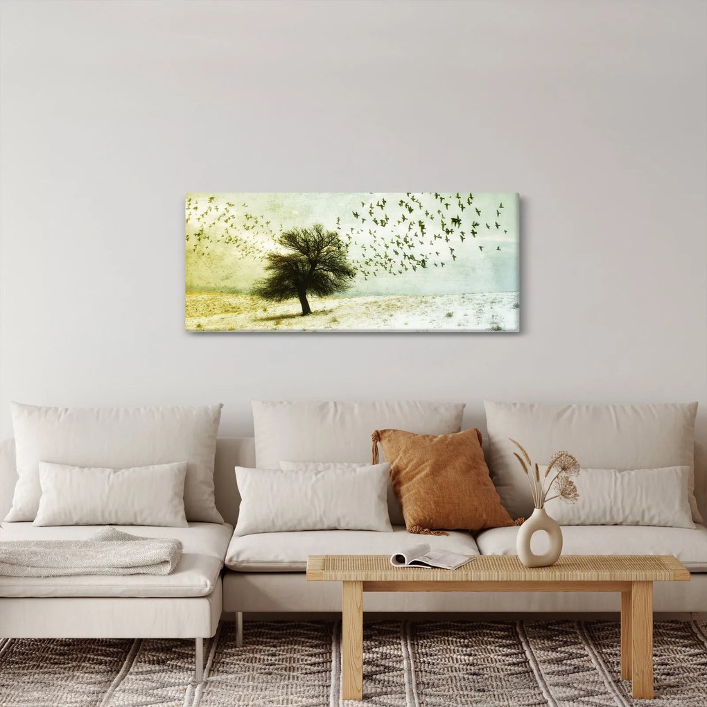 Tablou - cu multe păsări pictate (120x50 cm)