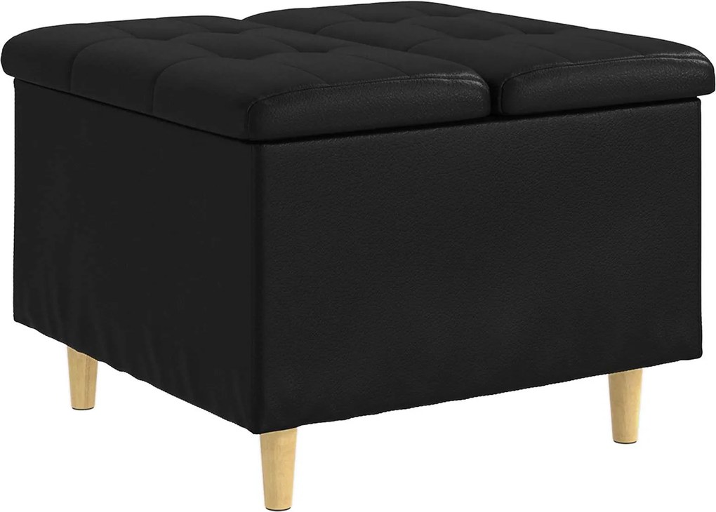 vidaXL Ottomană de depozitare Negru 60 x 60 x 45 cm Piele artificială