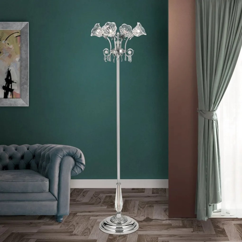 Lampadar, Lampa de podea design clasic LA BOHEME, argintiu antic