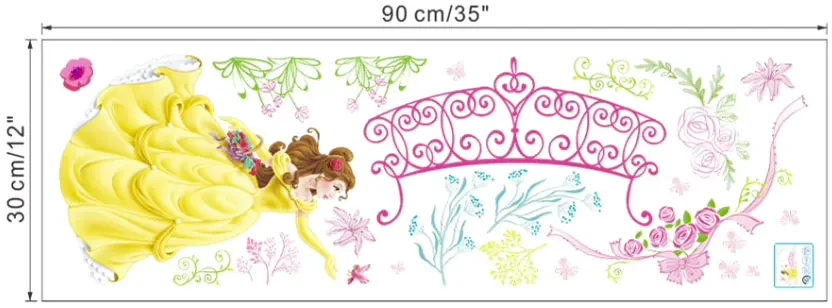 Autocolant de perete "Prințesa Belle" 43x86 cm