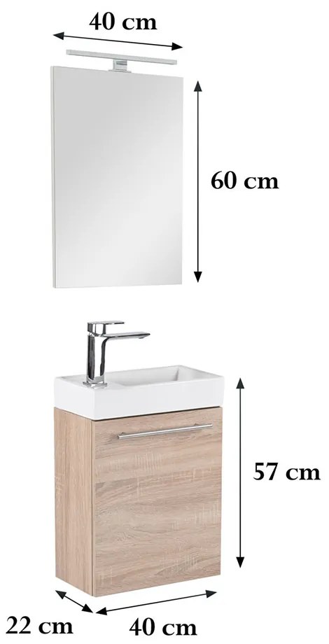 Mobilier de baie fantastic Melanie cu oglindă, culoare stejar sonoma