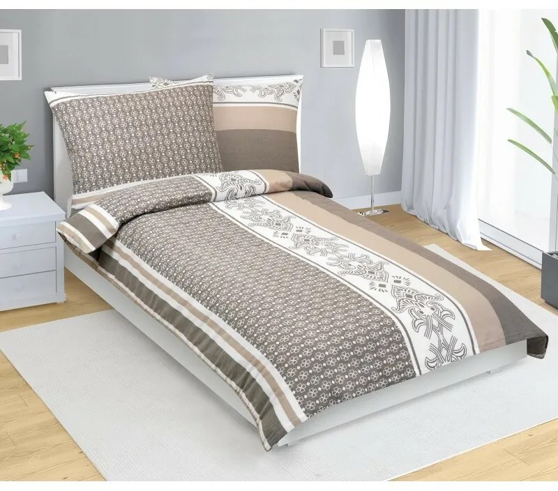 Lenjerie de pat din bumbac Bellatex Ornament cafea, 140 x 220 cm, 70 x 90 cm, 140 x 220 cm, 70 x 90 cm