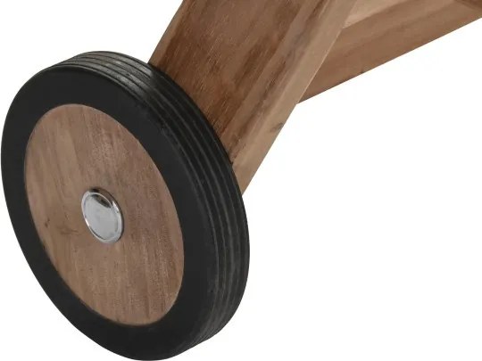 Șezlong exterior din lemn de tec cu roți și spătar reglabil, finisaj natural, „Marino”