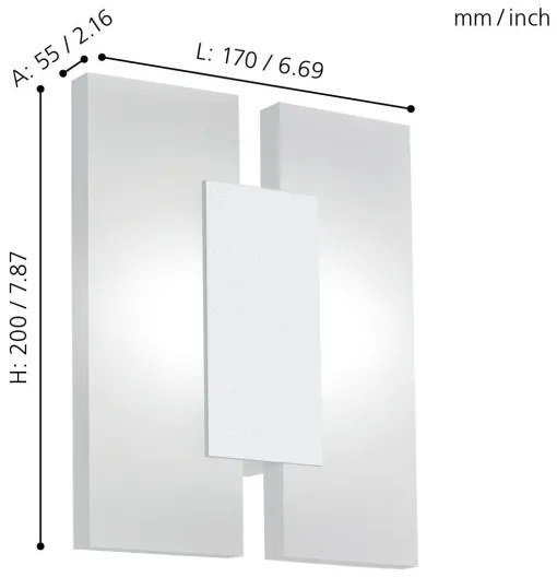 Eglo 96042 - Corp de iluminat LED perete metruASS 2 2xLED/4,5W/230V