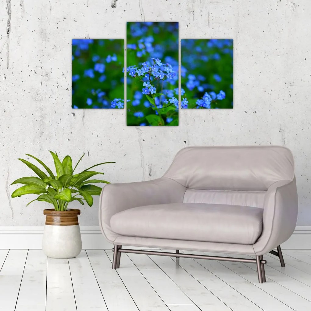 Tablou cu flori albastre (90x60 cm)