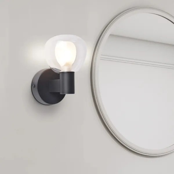 Aplica de perete pentru baie POLA, 1x G9, 5W, 230V, IP44, negru/transparent