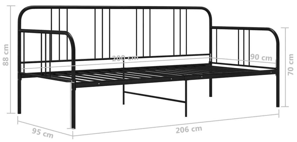 Cadru de pat canapea, negru, 90 x 200 cm, metal Negru