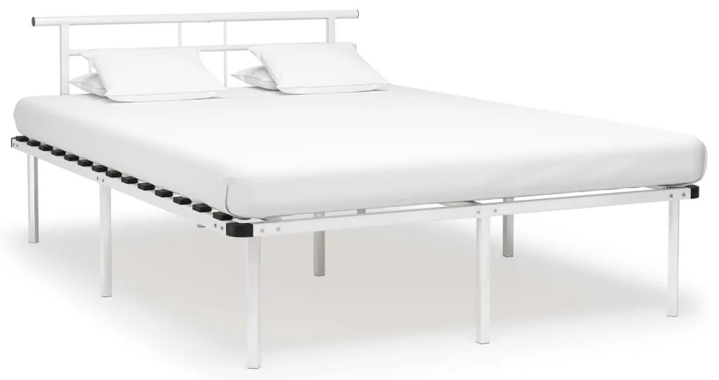 vidaXL Cadru de pat, alb, 140 x 200 cm, metal