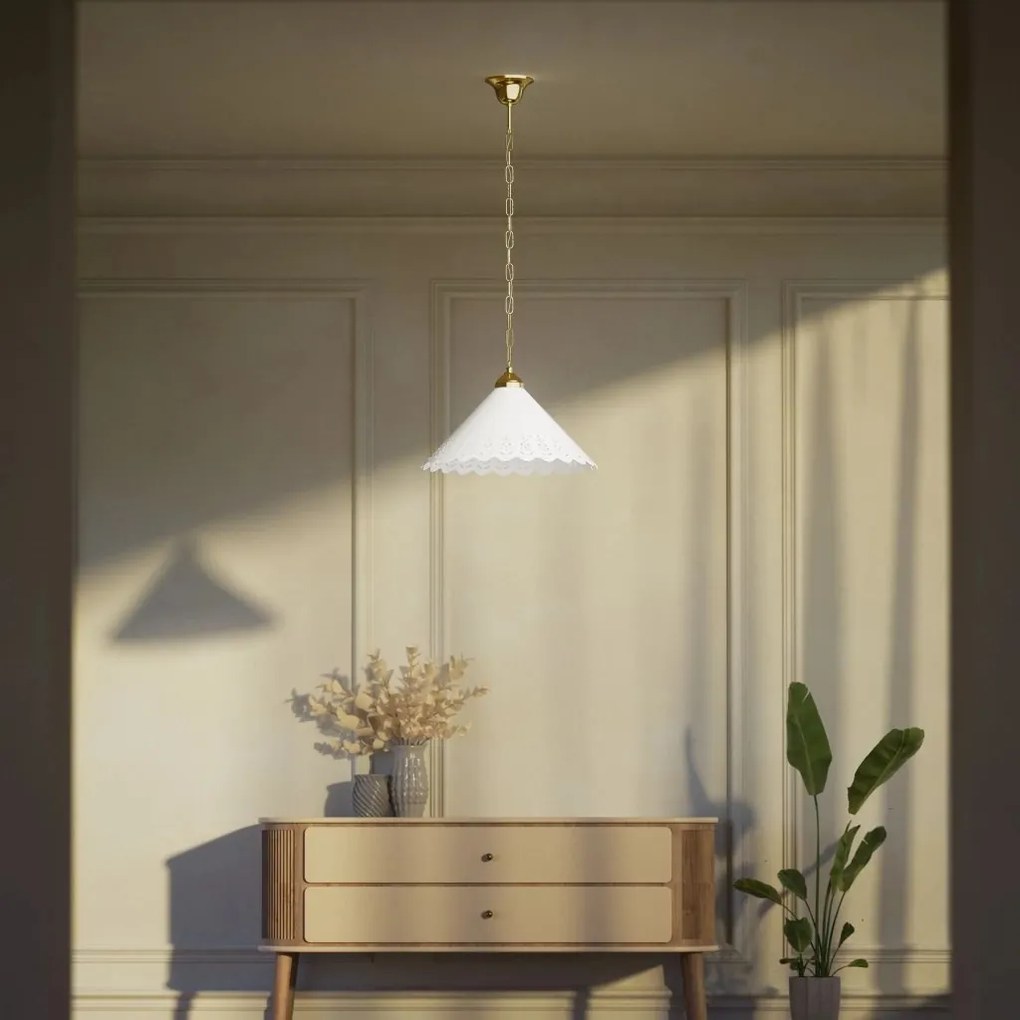 Pendul din alama si abajur ceramic Zefira