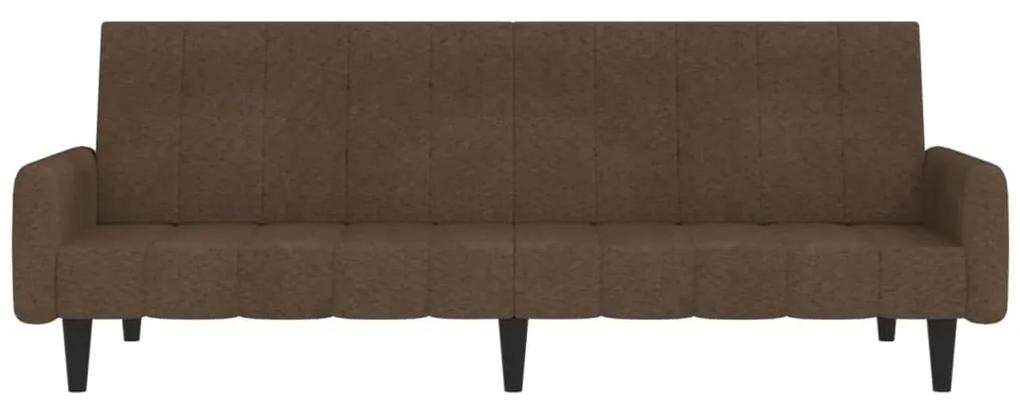 Canapea extensibila cu 2 locuri si taburet, maro, microfibra Maro, Cu suport de picioare