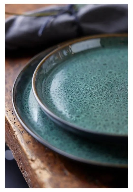 Farfurie verde/neagră pentru desert din gresie ø 21 cm Gastro Green/Black – Bitz