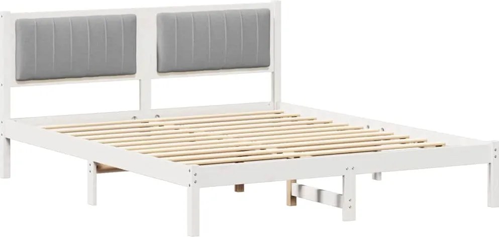 vidaXL Cadru de pat cu tăblie tapițată Gri deschis 150 x 200 cm