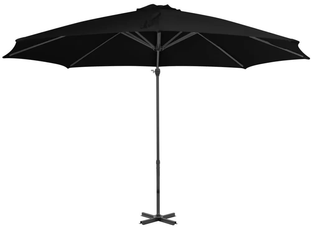 Umbrela suspendata cu stalp din aluminiu, negru, 300 cm Negru, 300 x 238 cm