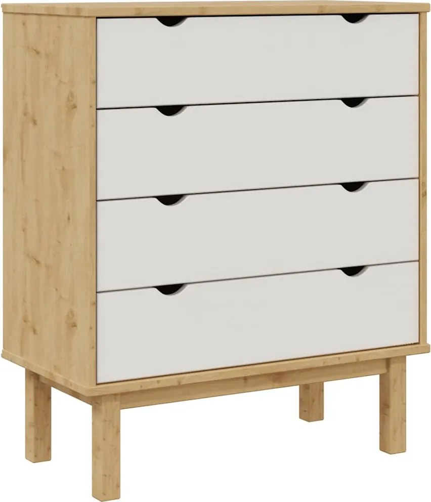 vidaXL Dulap cu sertar OTTA, maro/alb, 76,5x39,5x90 cm, lemn masiv pin