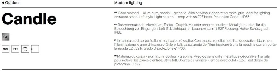 Aplica de perete pentru exterior IP65 Candle