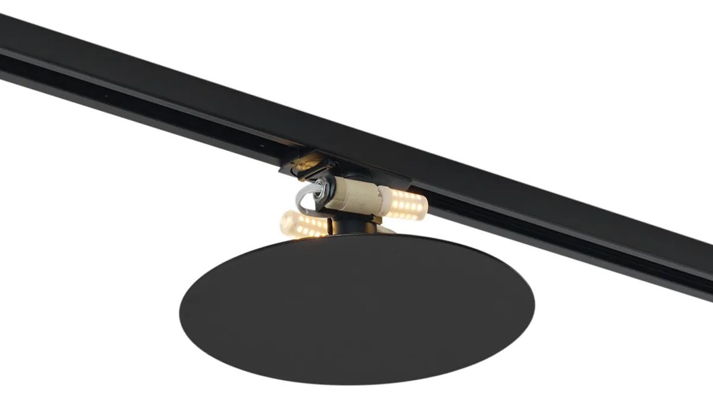 Plafonieră modernă neagră pentru sistem de șină monofazat cu 2 lumini - Iconic Pulley