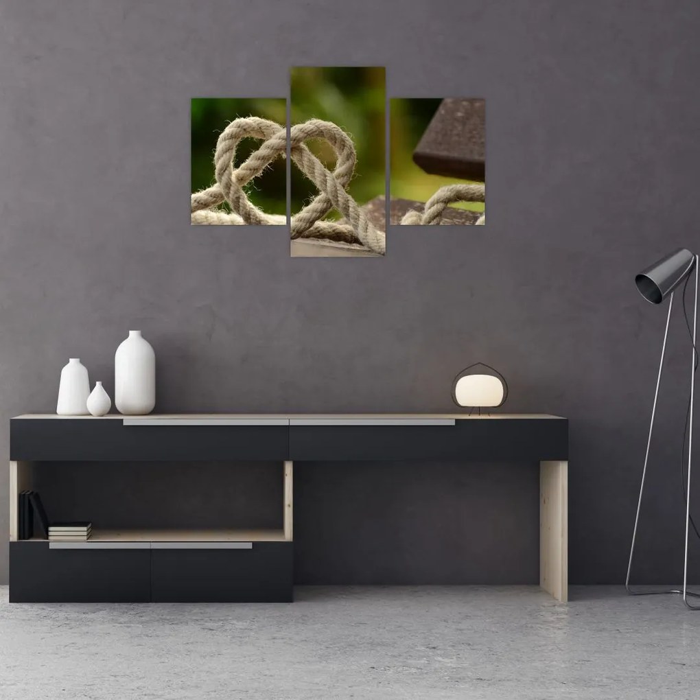 Tablou inima din frânghie (90x60 cm)