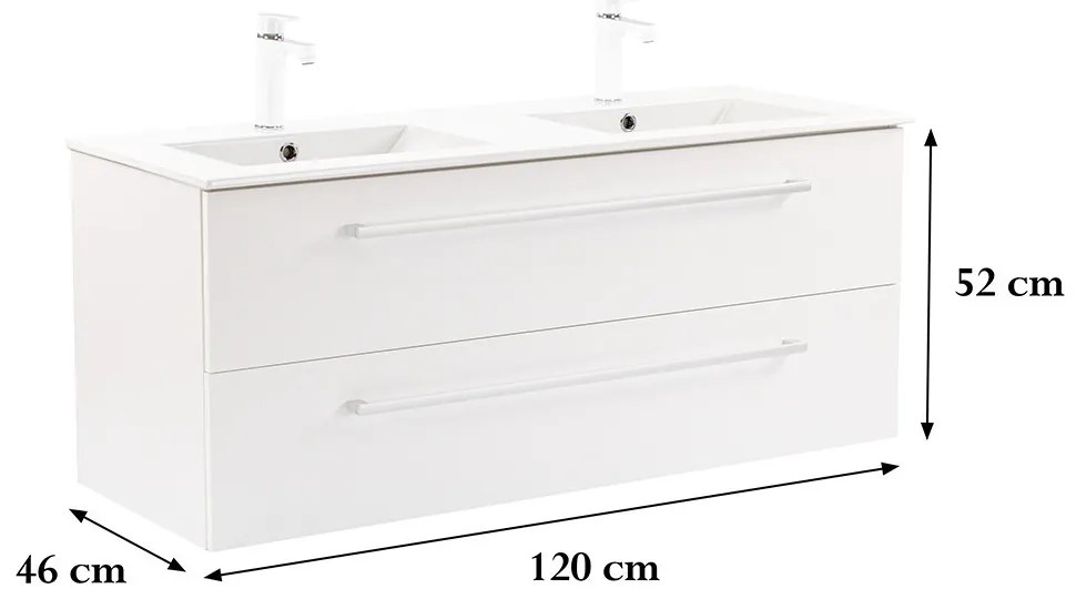 Dulap inferior Vario Clam 120 cu lavoar alb-alb