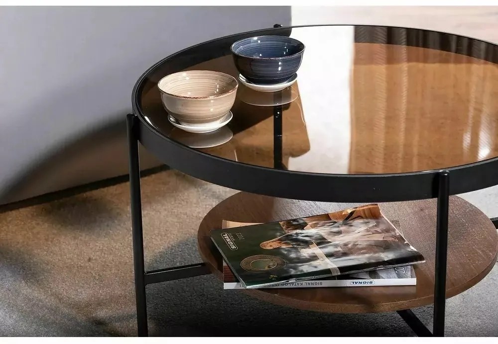 Masa de cafea Prima B chihlimbar transparent/nuc ø74/h43