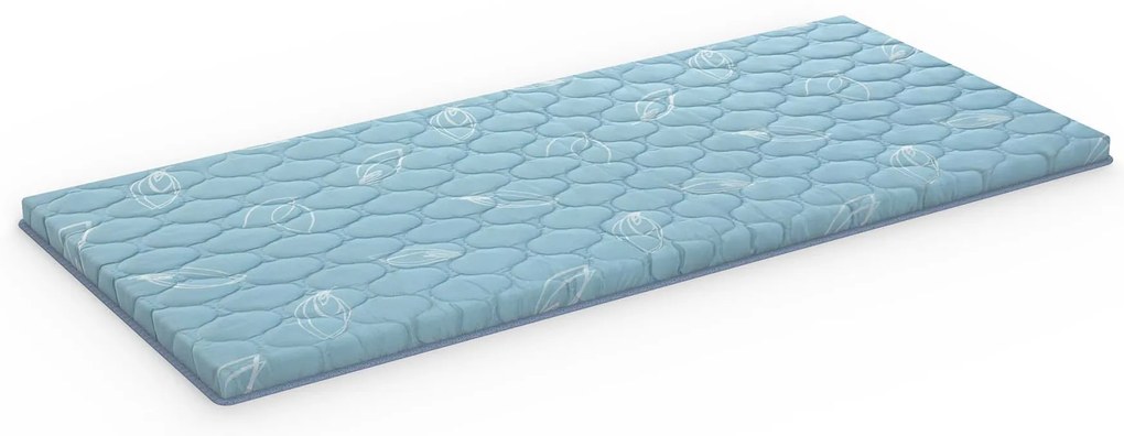 Topper Dormeo Roll Up 5 cm spumă Ecocell® cu efect de susținere,  antiderapantă, tratată cu ceai verde, curele și  husă pentru depozitare și transport ușor