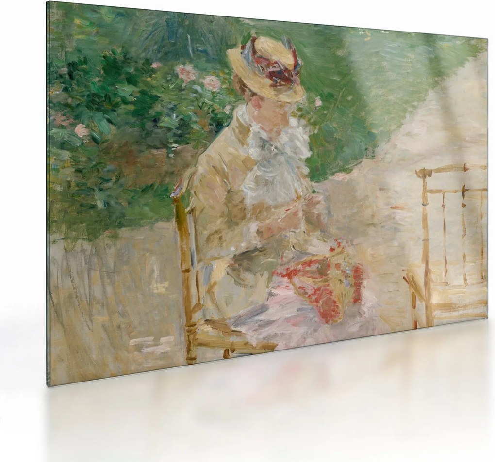 Tablou pe sticlă - Berthe Morisot, Young Woman Knitting, reproducere (70x50 cm)
