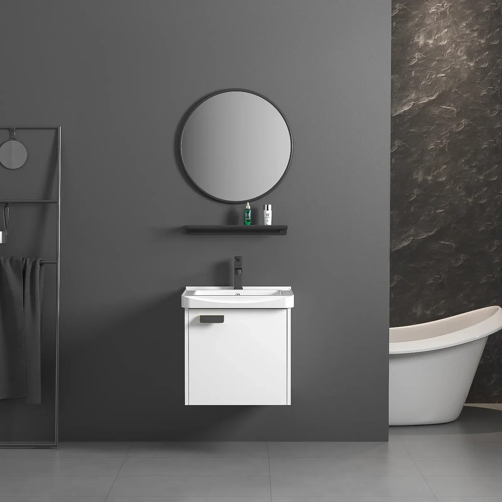 Set mobilier de baie cu lavoar Molly 40cm Alb