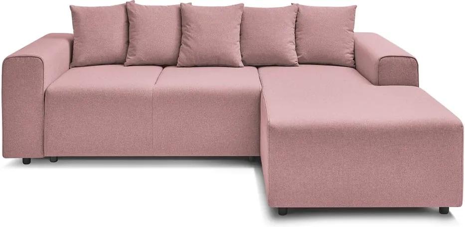 Canapea extensibilă cu extensie pe partea dreaptă Bobochic Paris Faro, roz deschis
