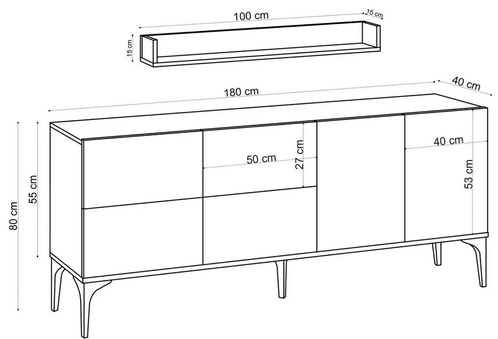 Dulap cu raft Lucky White and Black