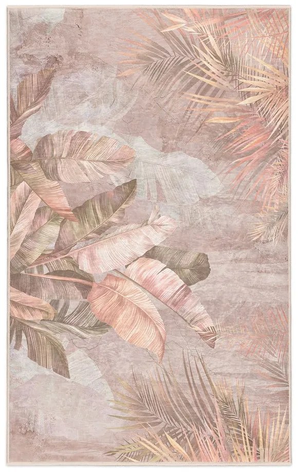 Covor bej lavabil 80x150 cm Dusty Leaves – Mila Home