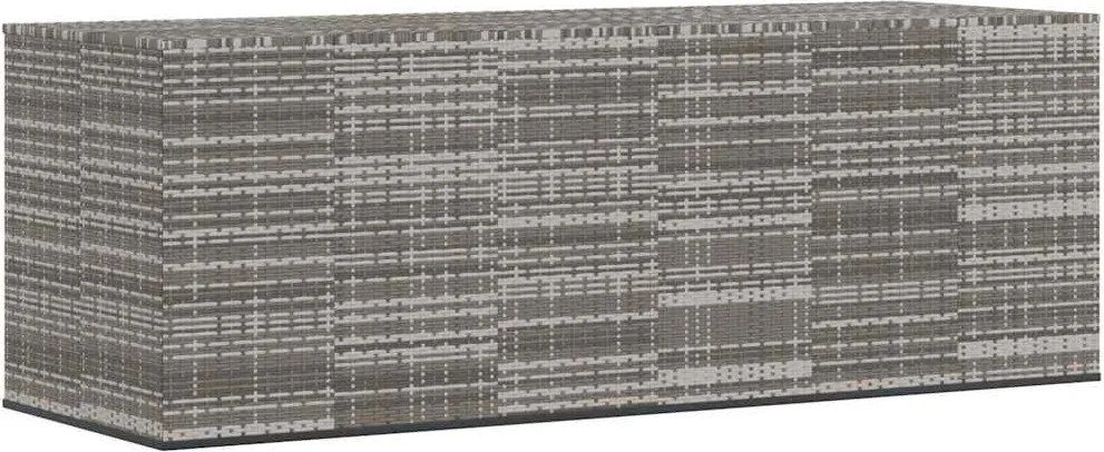 vidaXL Ladă grădină pentru perne, gri, 291x100,5x104 cm, ratan PE