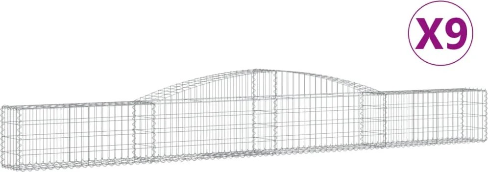 vidaXL Coșuri gabion arcuite 9 buc, 400x30x40/60 cm, fier galvanizat