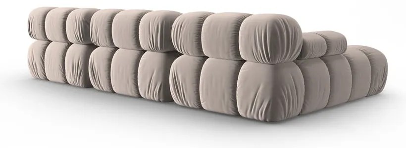 Colțar modular maro deschis cu tapițerie din catifea (cu colț pe partea stângă ) Bellis – Micadoni