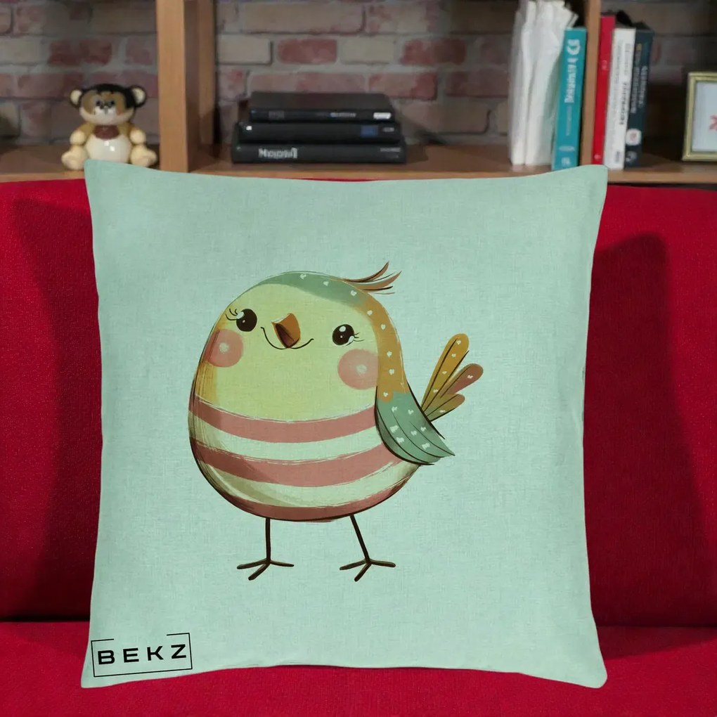 Perna Decorativa Pui Kawaii Pastel Dungat, 40x40 cm, Verde Menta, Husa Detasabila, Perna Inclusa, BEKZ®