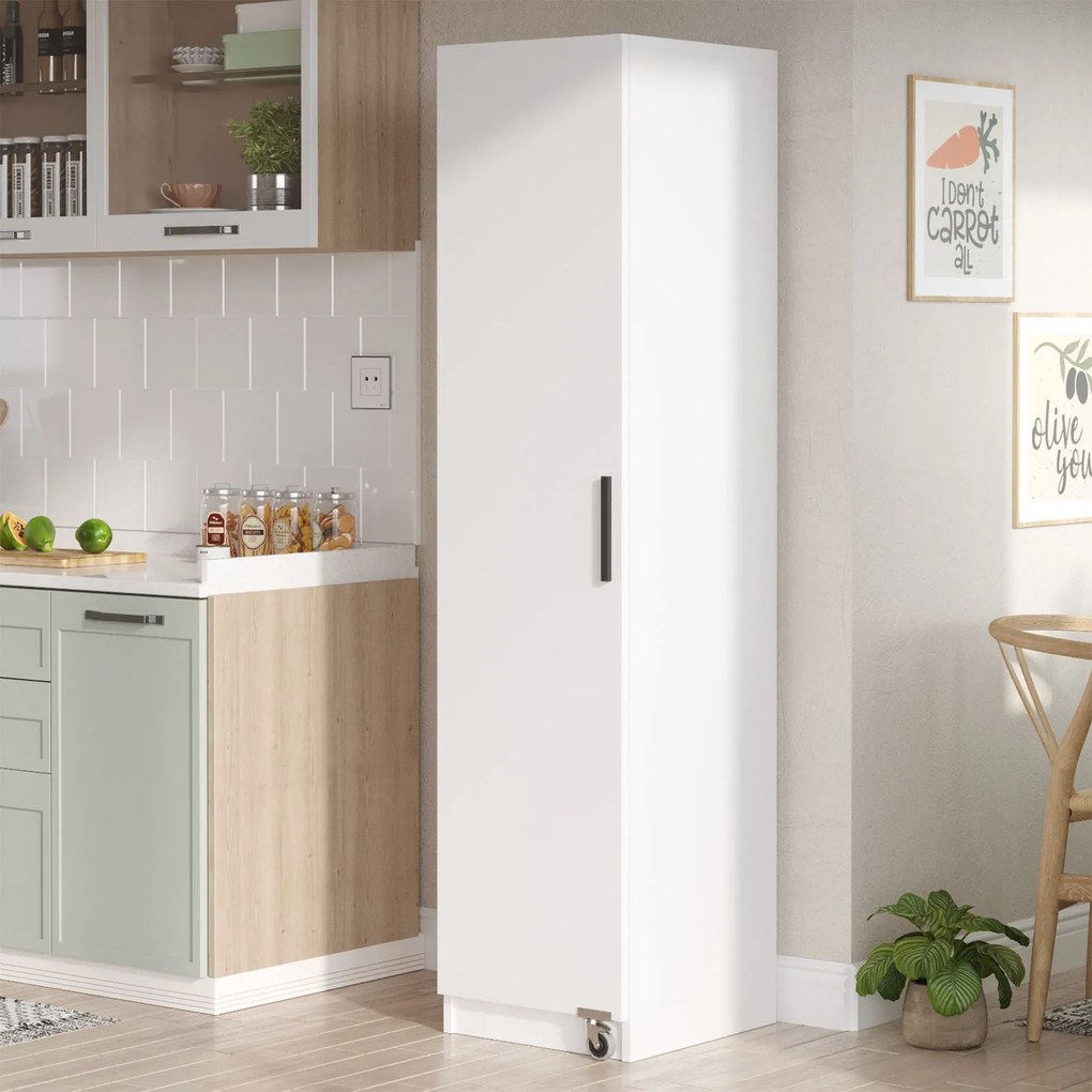 Dulap Bucatarie Elegant Gaus pentru Snackuri si Legume , Usa cu Rafturi, Alb - Nuc, 42 x 177 x 36 cm