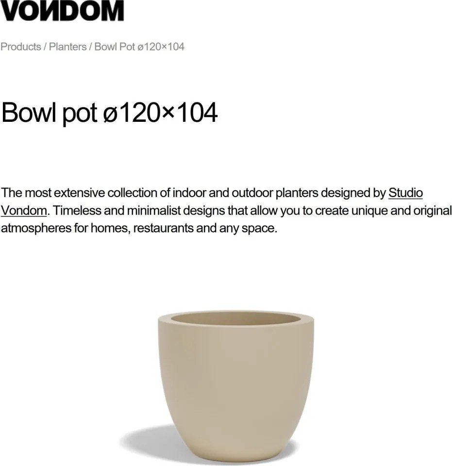 Ghiveci plante design decorativ modern exterior/interior CUENCO BOWL POT 120x104cm