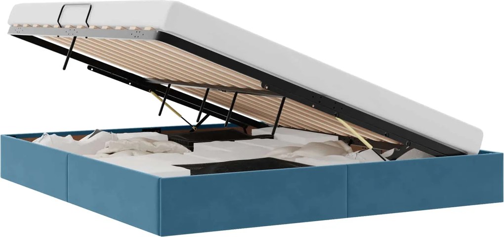 vidaXL Pat cu storage Albastru închis 180 x 200 cm Catifea
