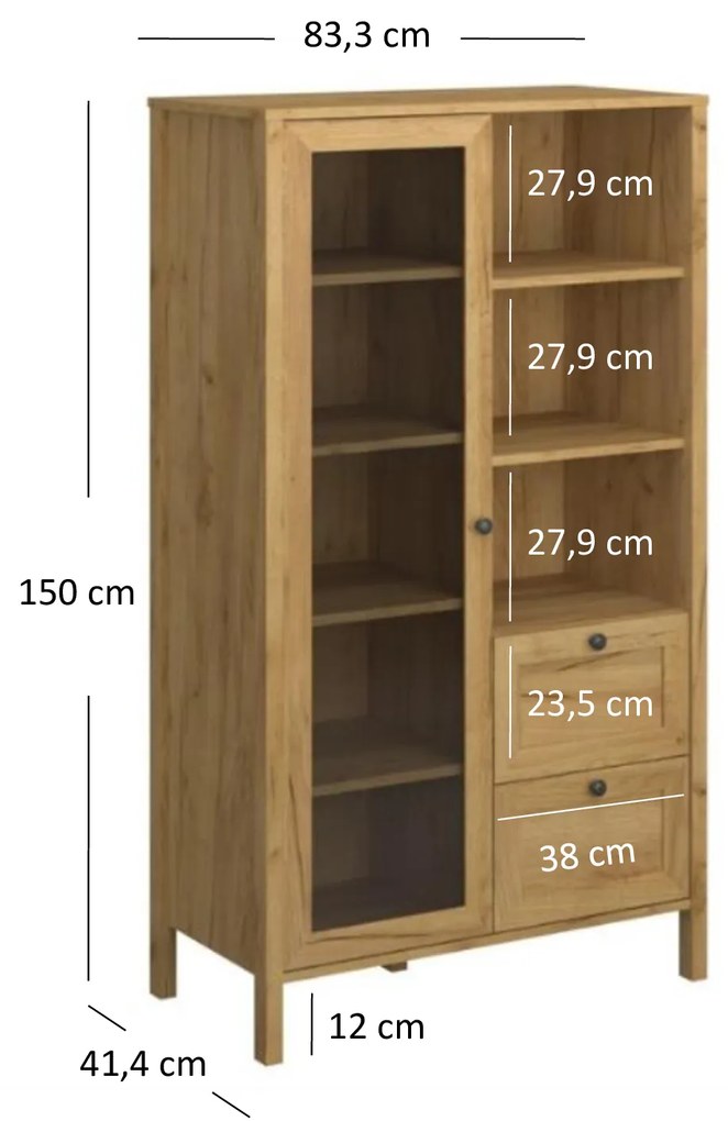 Vitrină Keira 1W2S (Stejar craft auriu). 1052997