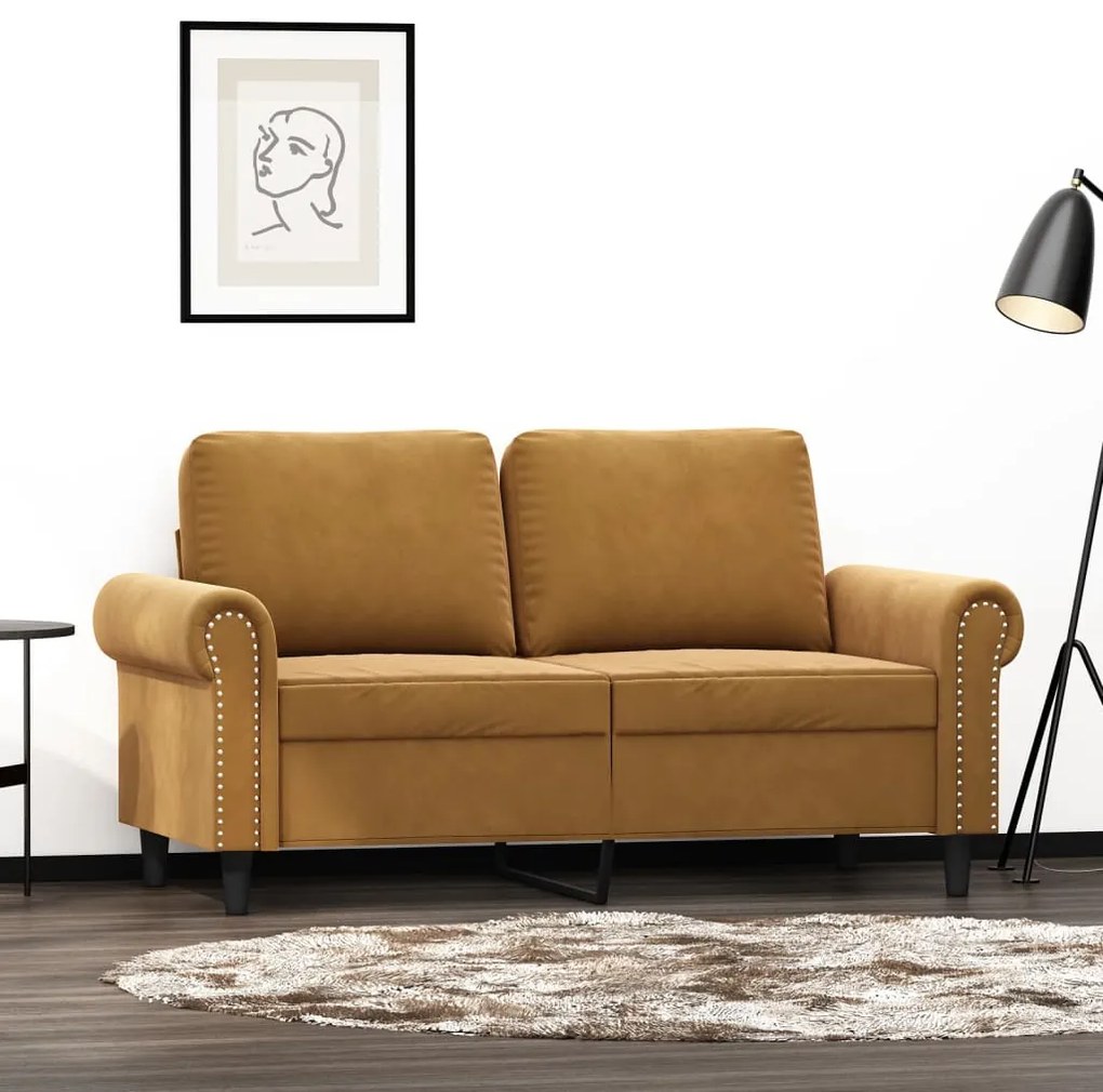 349154 vidaXL Canapea cu 2 locuri, maro, 120 cm, catifea