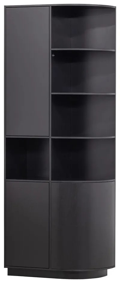 Bibliotecă modulară neagră din lemn masiv de pin 78x210 cm Finca – WOOOD