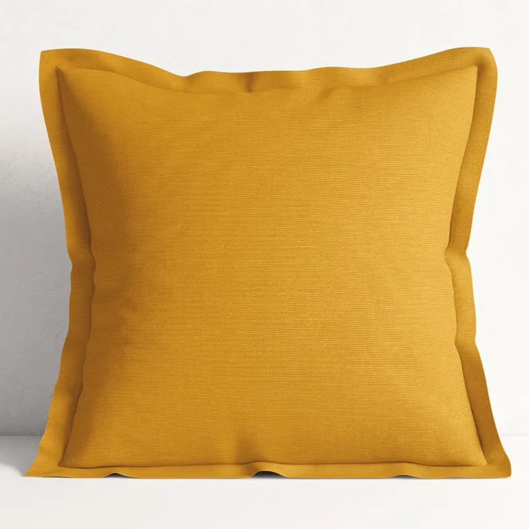 Goldea față de pernă cu tiv decorativ loneta - galben muștar 50 x 70 cm