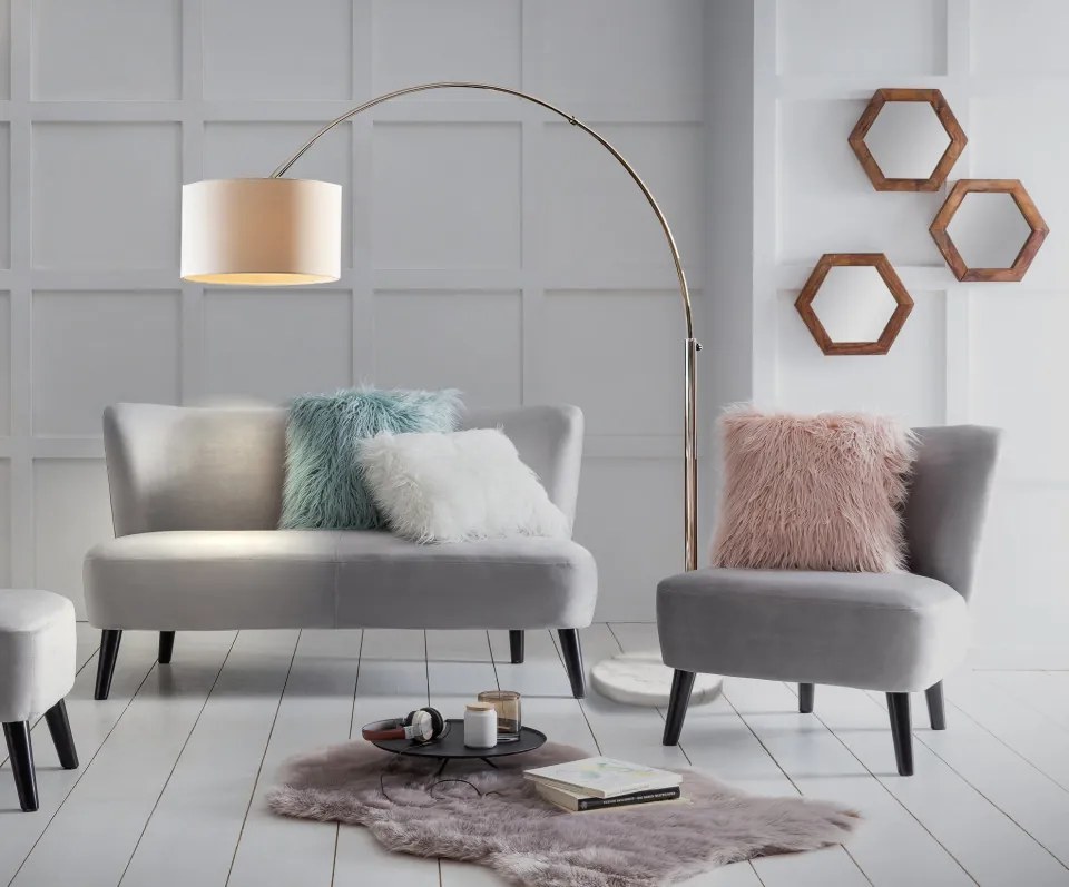 Lampadar din tesatura/metal/marmura THIS &amp; THAT 210 cm alb, un bec