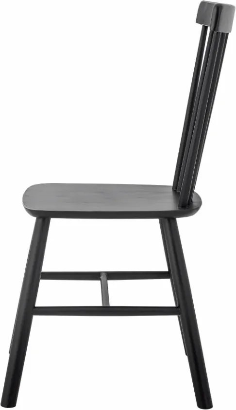Scaun dining din lemn, negru, cu spătar din opt spițe și traverse în H, finisaj patinat, 92 x 50 x 50 cm, „Mill”