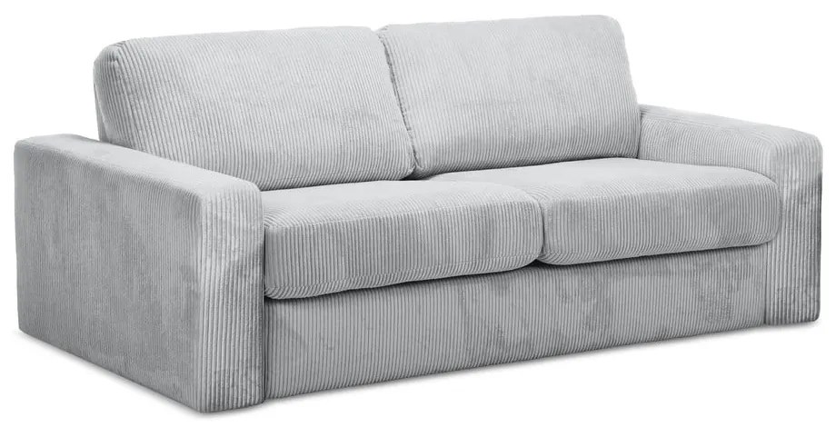 Canapea gri deschis extensibilă cu tapițerie din catifea reiată 195 cm Nona – Makamii