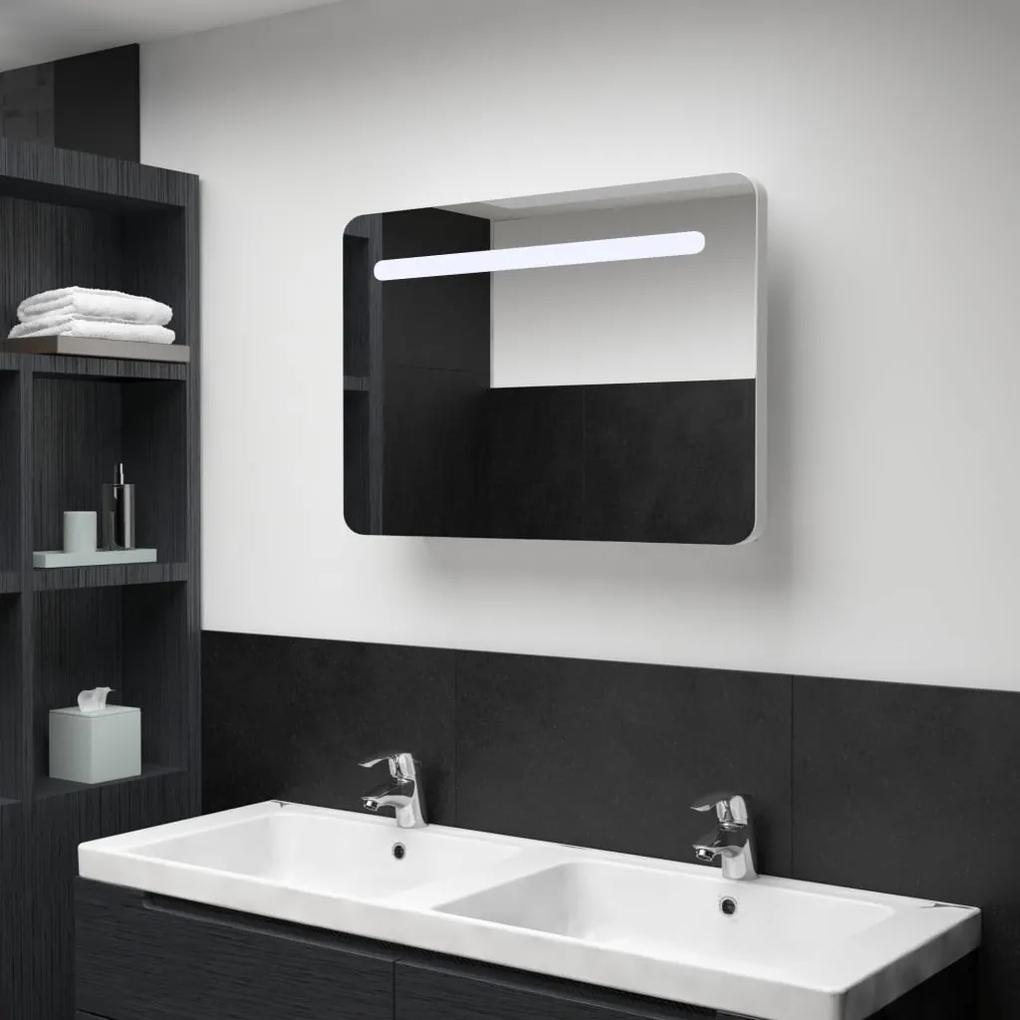 285120 vidaXL Dulap de baie cu oglindă și LED, 80 x 9,5 x 55 cm