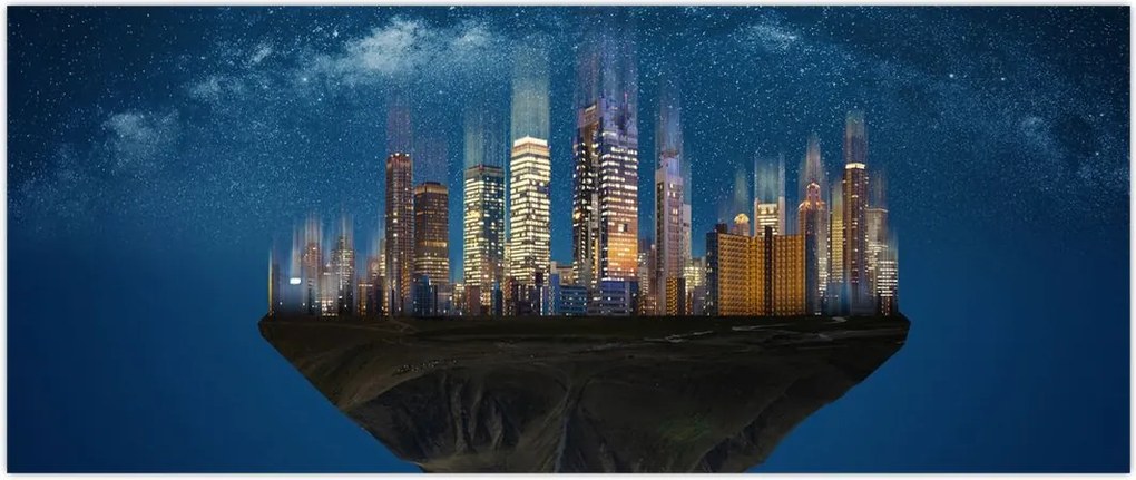 Tablou - Metropola plutind în spațiu (120x50 cm)