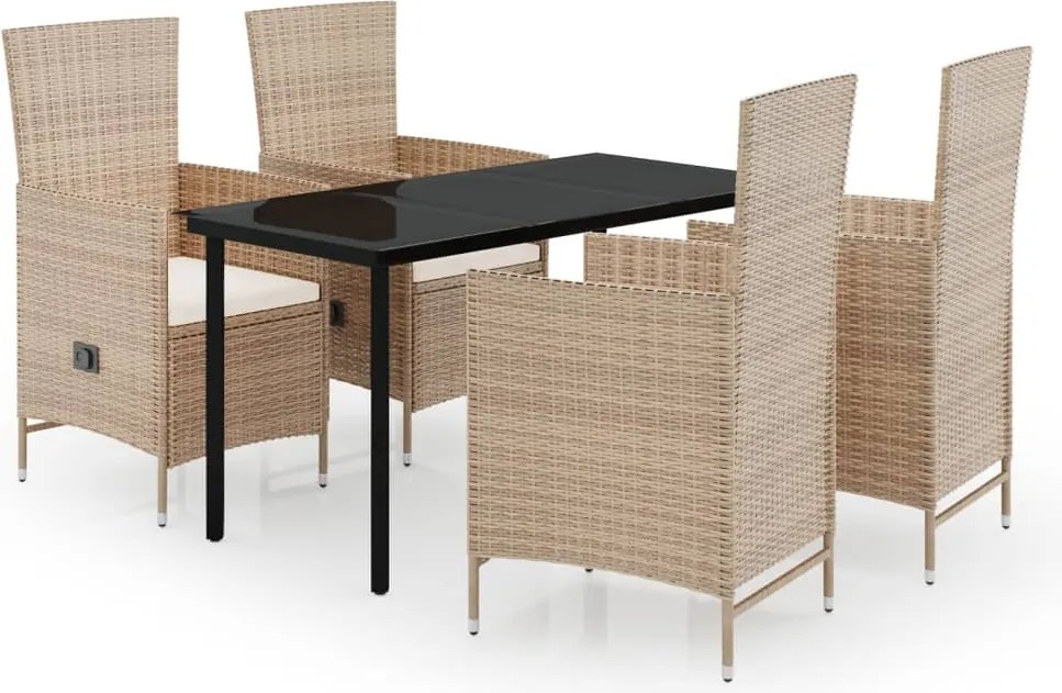 vidaXL Set mobilier pentru grădină cu perne, 5 piese, bej
